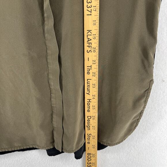 VINCE Top Women 8 Silk Crepe de Chine Colorblock Tunic Keyhole Long Sleeve Black - Picture 15 of 16